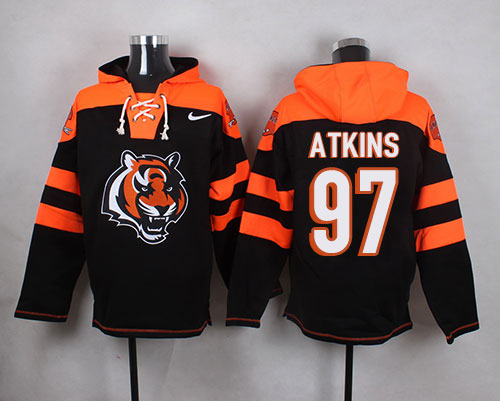 Nike Bengals #97 Geno Atkins Black Player Pullover NFL Hoodie - Click Image to Close